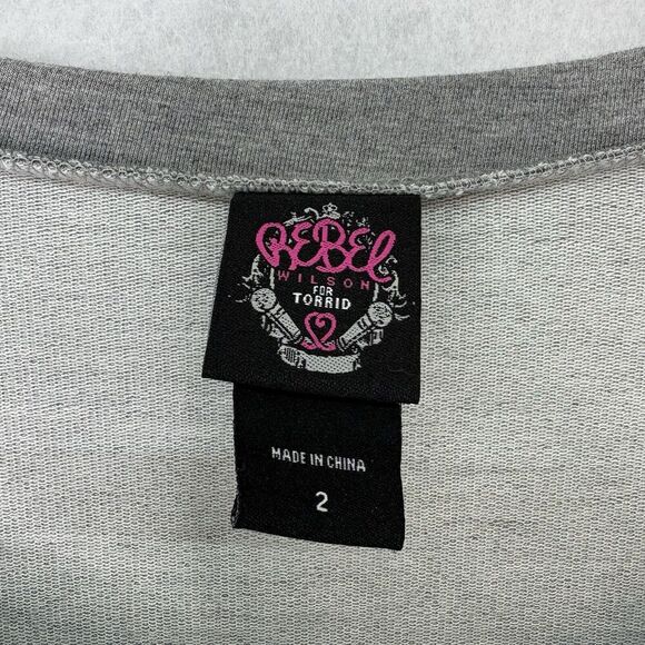 Rebel Wilson for Torrid Gray Patchwork Sweatshirt Size 2 (18/20) Koala Cool Lips - Picture 6 of 8
